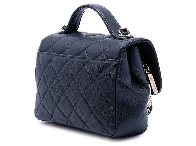 Borsa Chanel Mini Quilted Caviar Business Affinity Top Handle Flap Satchel Blu - vista 2