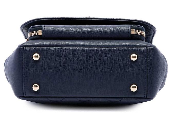 Borsa Chanel Mini Quilted Caviar Business Affinity Top Handle Flap Satchel Blu - vista 3