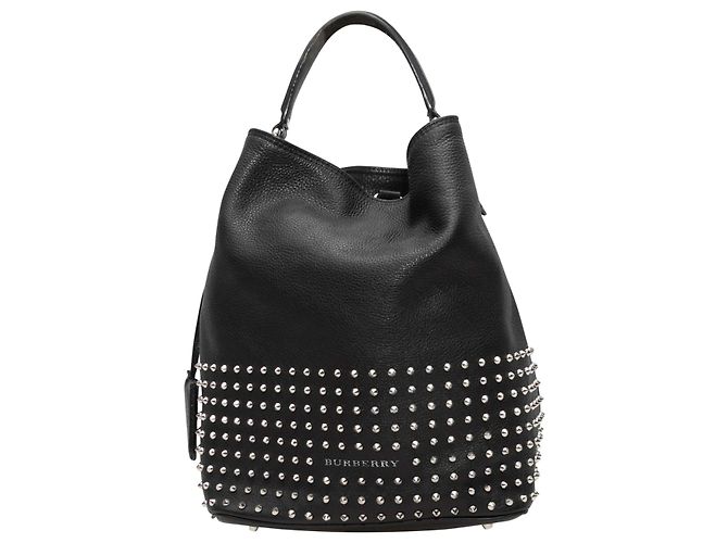 Borsa bucket in pelle borchiata Burberry nera Nero - vista 2