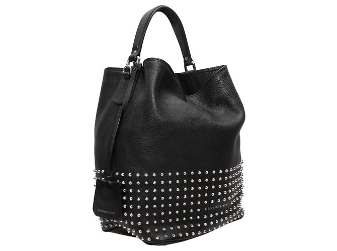 Borsa bucket in pelle borchiata Burberry nera Nero - vista 3