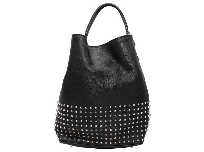 Borsa bucket in pelle borchiata Burberry nera Nero - vista 4