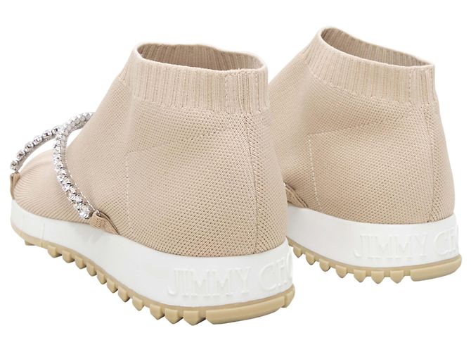 Sneakers sock Jimmy Choo beige con cristalli Taglia 40 - vista 4