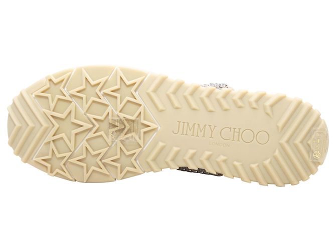 Sneakers sock Jimmy Choo beige con cristalli Taglia 40 - vista 5