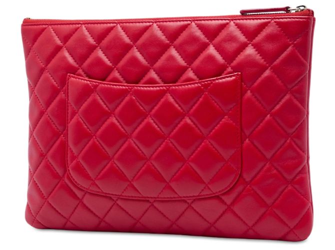 Clutch Chanel Medium Quilted Lambskin O Case Rossa Rosso - vista 2
