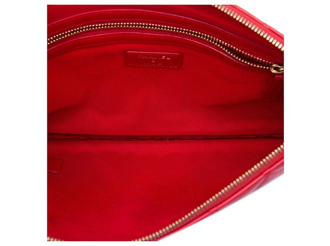 Clutch Chanel Medium Quilted Lambskin O Case Rossa Rosso - vista 4
