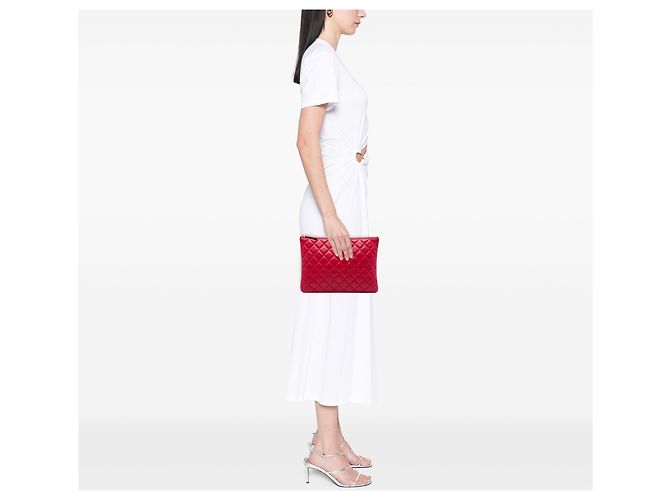 Clutch Chanel Medium Quilted Lambskin O Case Rossa Rosso - vista 5