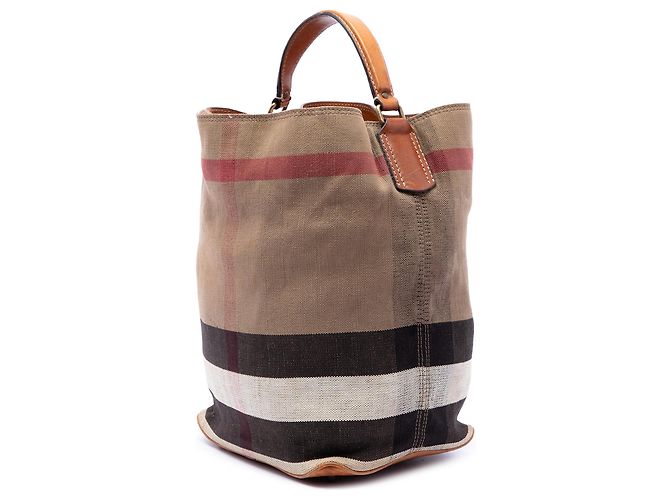 Borsa a secchiello satchel Burberry Ashby Medium Mega Check Canvas Marrone - vista 2