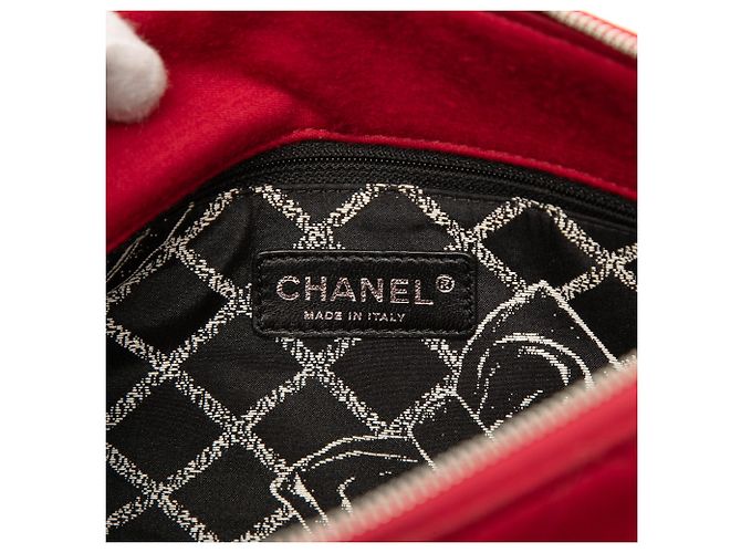 Borsa a tracolla Chanel Hawaii in jersey matelassé rossa Rosso - vista 5