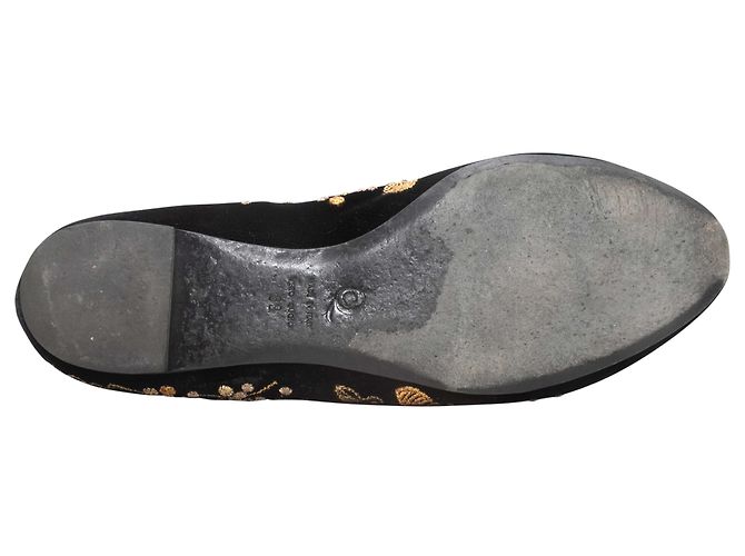 Alexander McQueen bestickte Samt-Ballerinas Schwarz & Gold Größe 39 - Ansicht 5