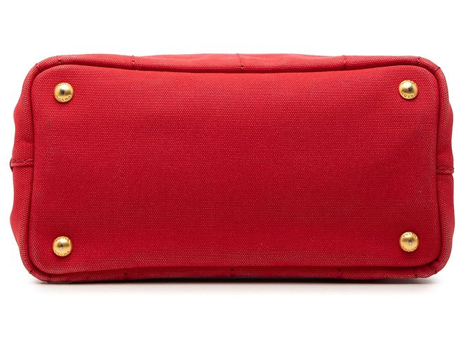 Borsa Tote Satchel Prada Small Canvas Canapa Logo rossa Rosso - vista 3