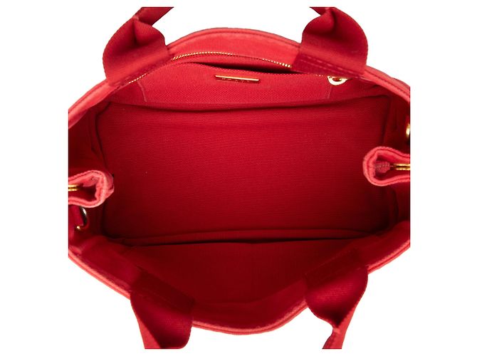 Borsa Tote Satchel Prada Small Canvas Canapa Logo rossa Rosso - vista 4