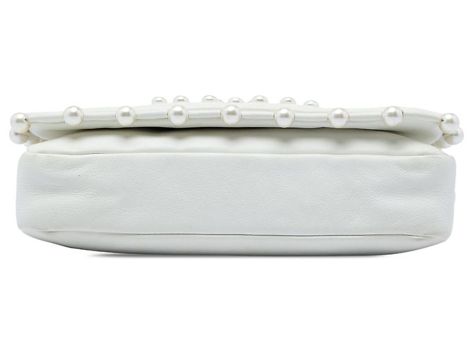 Sac à épaule Chanel Flap Pearl Obsession en agneau blanc - vue 3