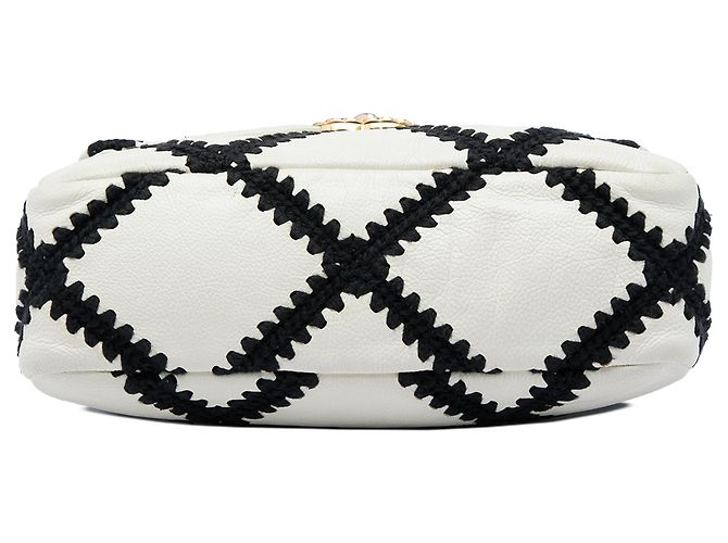 Borsa Chanel 19 Flap Satchel Medium in pelle di vitello crochet bianca Bianco - vista 3