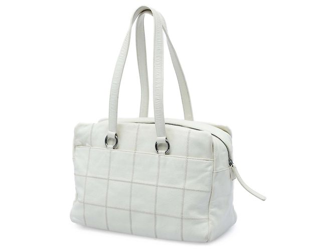 Borsa Bowler Chanel Chocolate Bar Caviar LAX Bianca Bianco - vista 2