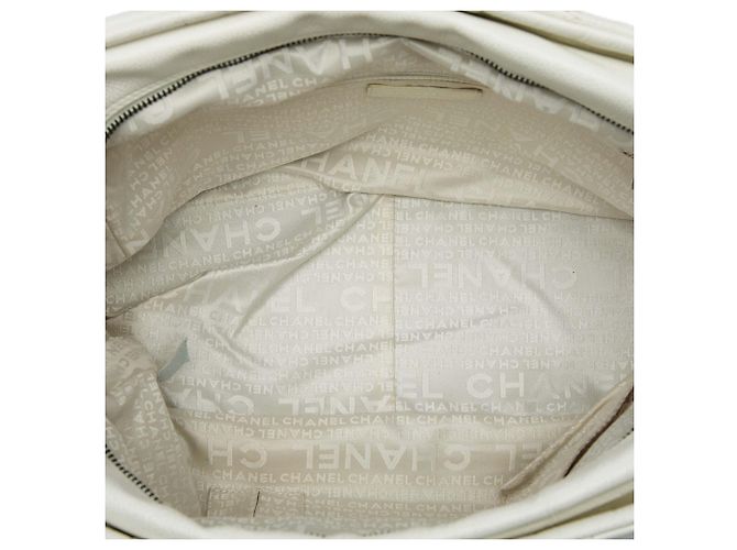 Borsa Bowler Chanel Chocolate Bar Caviar LAX Bianca Bianco - vista 4