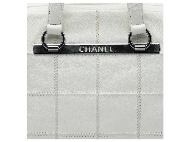 Borsa Bowler Chanel Chocolate Bar Caviar LAX Bianca Bianco - vista 5