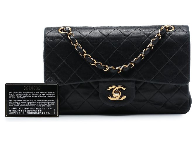 Borsa a tracolla Chanel Small Classic Double Flap in pelle di agnello nera Nero - vista 7