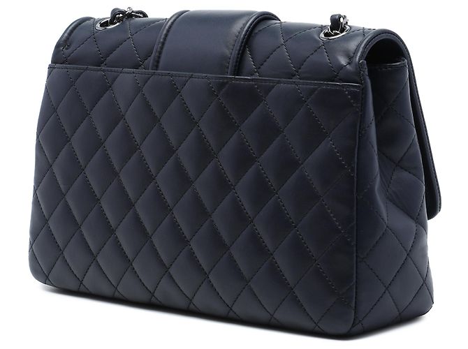 Borsa a tracolla Chanel Large Quilted Lambskin Elementary Chic Flap Blu - vista 2