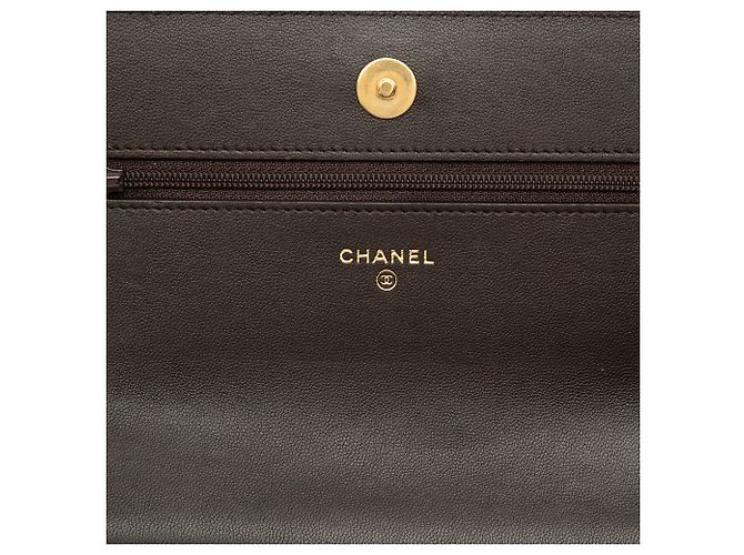 Borsa Chanel 19 Wallet on Chain in pelle d'agnello matelassé marrone - vista 5