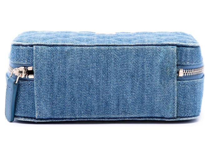 Borsa Camera Chanel Quilted Denim Pearl Crush Blu - vista 3