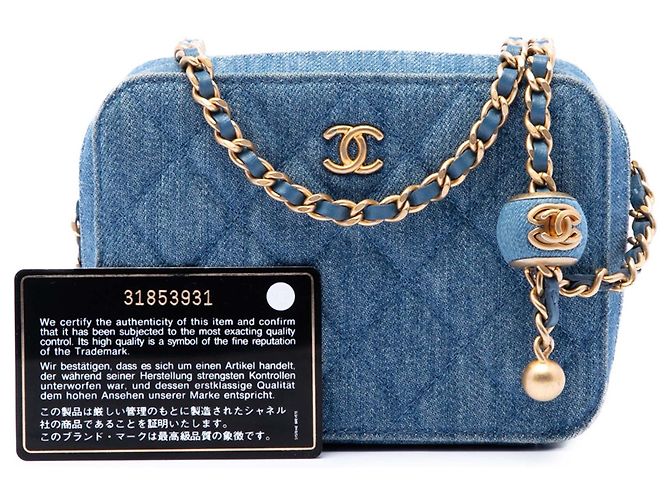 Borsa Camera Chanel Quilted Denim Pearl Crush Blu - vista 7