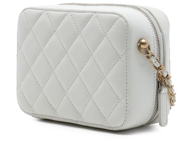Borsa Camera Chanel CC Quilted Lambskin Pearl Crush Bianca Bianco - vista 2