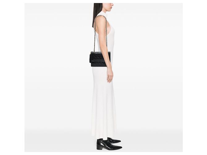 Black Chanel gesteppte Lammleder Schultertasche mit Quaste Schwarz - Ansicht 6