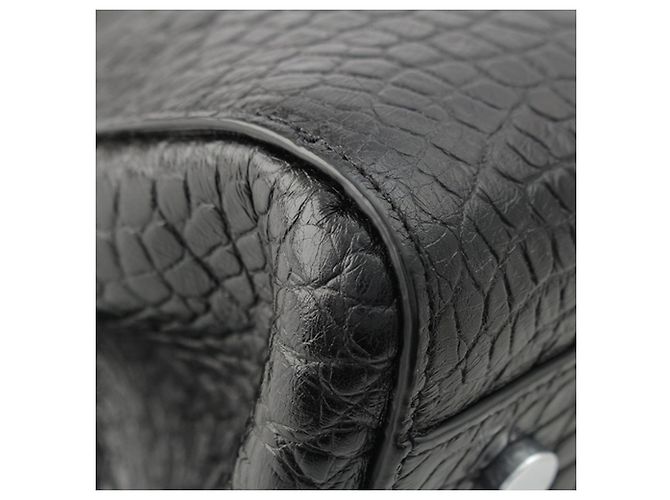 Borsa Saint Laurent Medium Cabas Rive Gauche in pelle di vitello embossed croc nera - vista 11