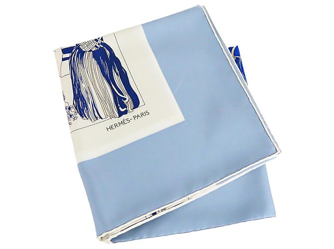 Foulard di seta Hermès Passementerie Quadri Blu 90 - vista 2