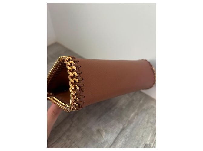 Stella Mc Cartney Tiny Falabella Stella McCartney en cuir marron avec chaîne dorée - vue 11