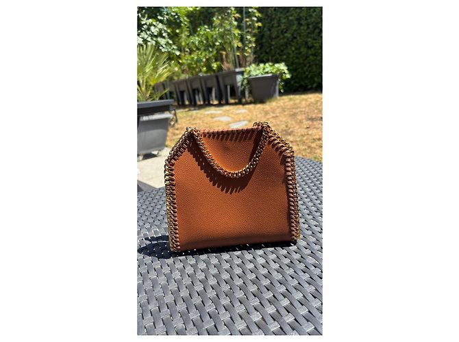 Stella Mc Cartney Tiny Falabella Stella McCartney en cuir marron avec chaîne dorée - vue 2