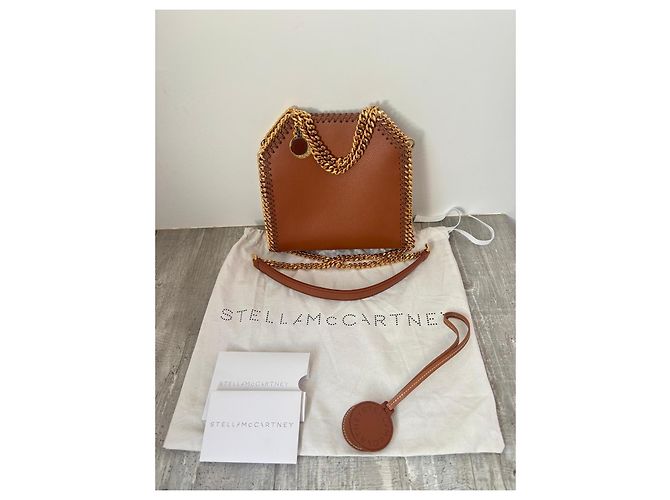 Stella Mc Cartney Tiny Falabella Stella McCartney en cuir marron avec chaîne dorée - vue 3