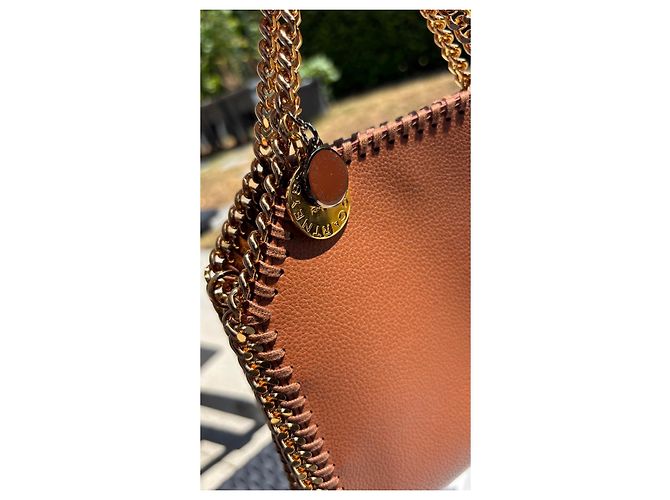 Stella Mc Cartney Tiny Falabella Stella McCartney en cuir marron avec chaîne dorée - vue 4
