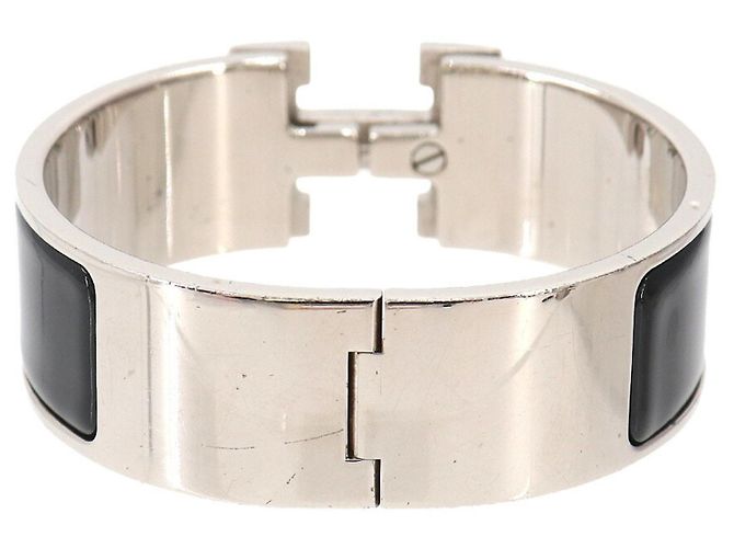 Hermès Clic Clac H Armreif Schwarz Silber - Ansicht 2