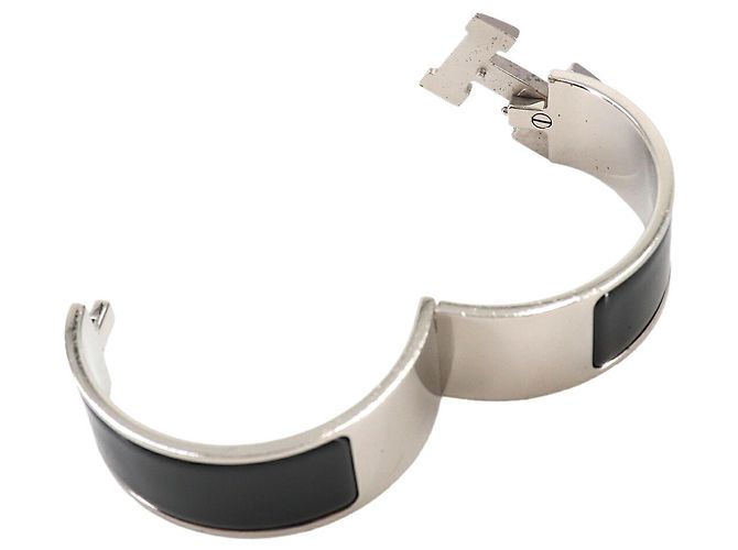 Hermès Clic Clac H Armreif Schwarz Silber - Ansicht 4