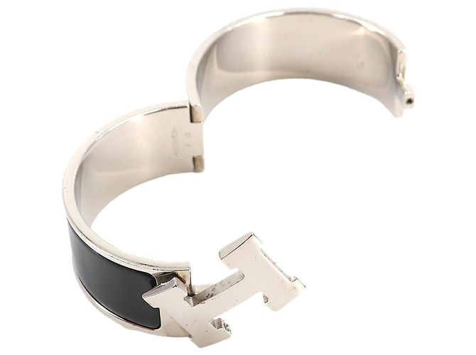 Hermès Clic Clac H Armreif Schwarz Silber - Ansicht 5