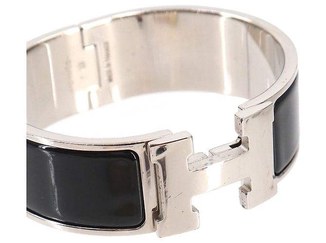 Hermès Clic Clac H Armreif Schwarz Silber - Ansicht 6