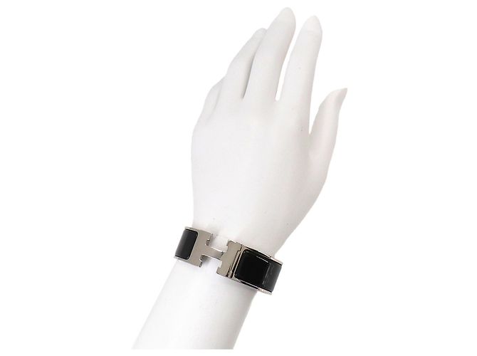 Hermès Clic Clac H Armreif Schwarz Silber - Ansicht 8