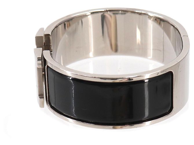 Hermès Clic Clac H Armband Schwarz Silber - Ansicht 3