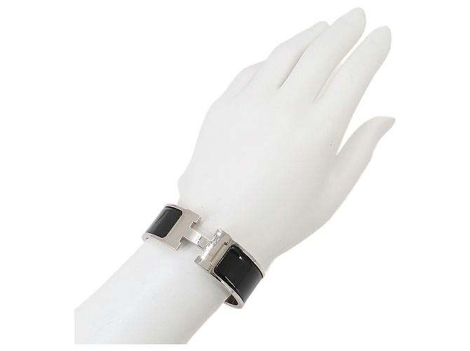Hermès Clic Clac H Armband Schwarz Silber - Ansicht 7