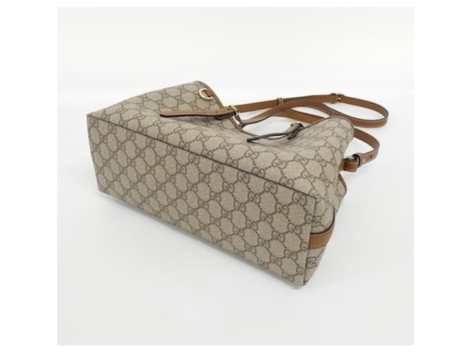 Borsa Gucci GG Emblem Beige Marrone scuro - vista 3