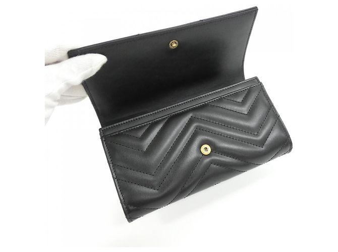 Cartera larga bi-fold Gucci GG Marmont Negro - vista 4