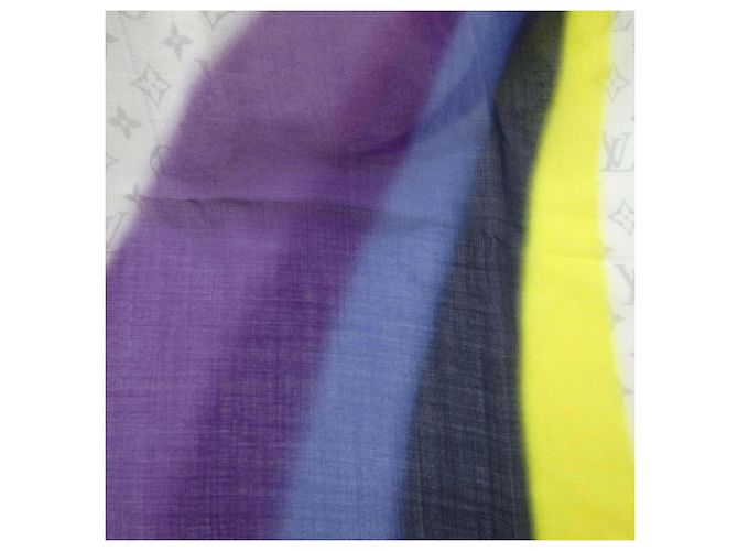 Sciarpa/Stola Louis Vuitton Etol LV Rainbow Marrone Bianco Porpora - vista 4