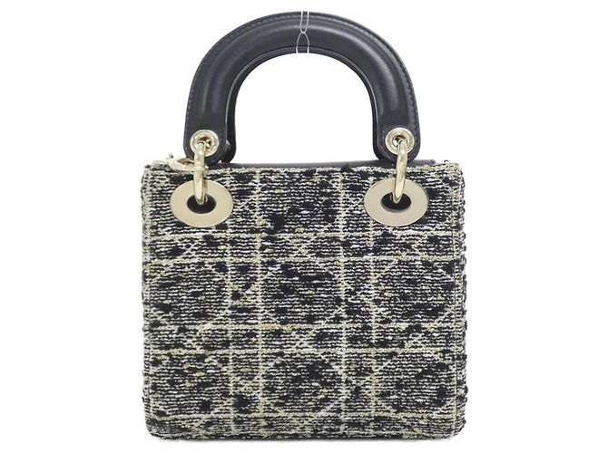 Borsa Christian Dior Lady Mini Nero Bianco - vista 2