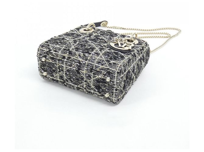 Borsa Christian Dior Lady Mini Nero Bianco - vista 3