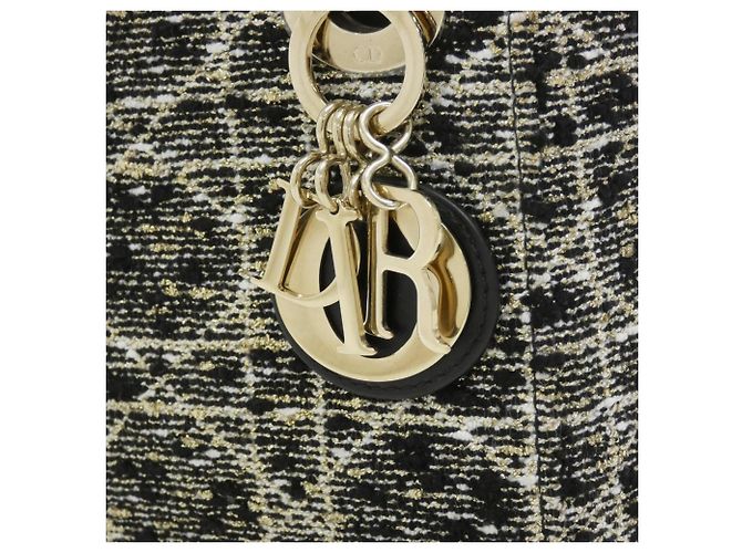 Borsa Christian Dior Lady Mini Nero Bianco - vista 5