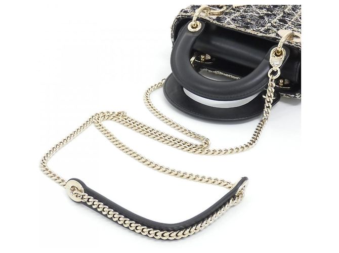Borsa Christian Dior Lady Mini Nero Bianco - vista 6