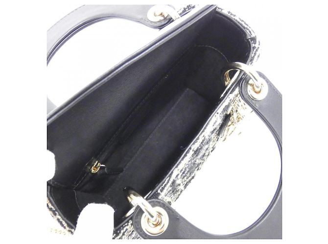 Borsa Christian Dior Lady Mini Nero Bianco - vista 7