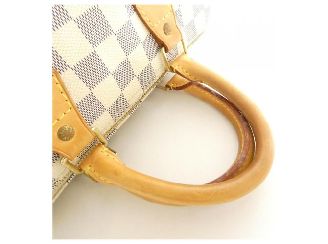 Borsa Boston Louis Vuitton Damier Azur Speedy 25cm Bianco Blu - vista 4