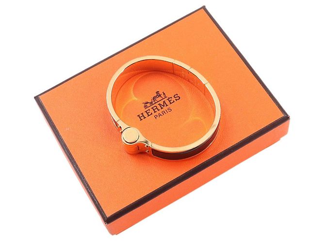 Hermès Bracciale Rigido Hermes Charniere PM Nero Oro D'oro - vista 2